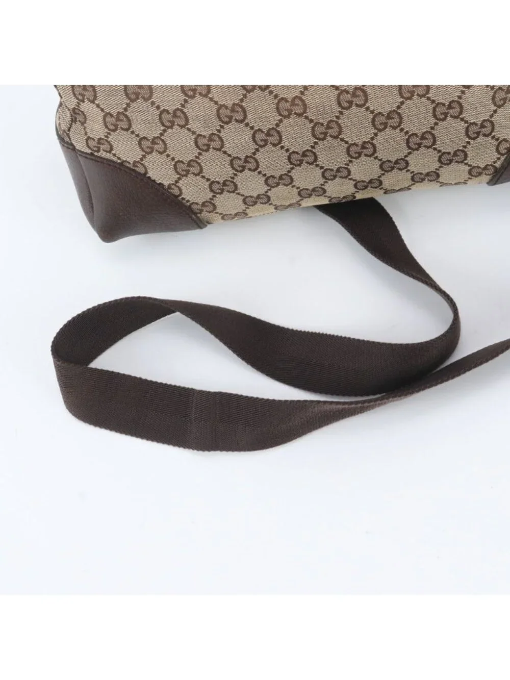 Gucci GG Canvas Leather Shoulder Bag Crossbody Messenger Brown